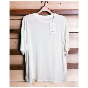 DOVERIST Off-Duty 24T Crisp White Top NWT $65 Crewneck Women's Size S/M